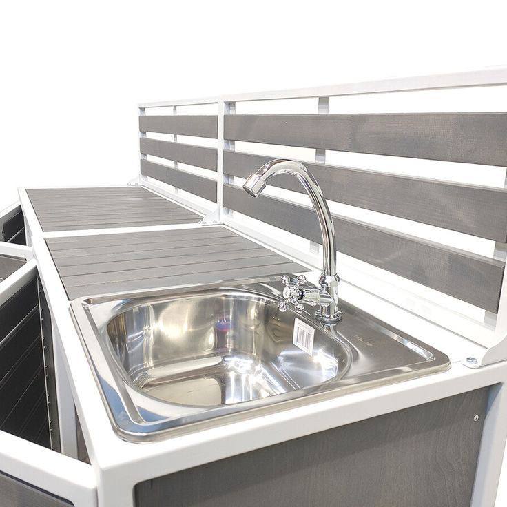 Модульная уличная кухня (бело-серый каркас)