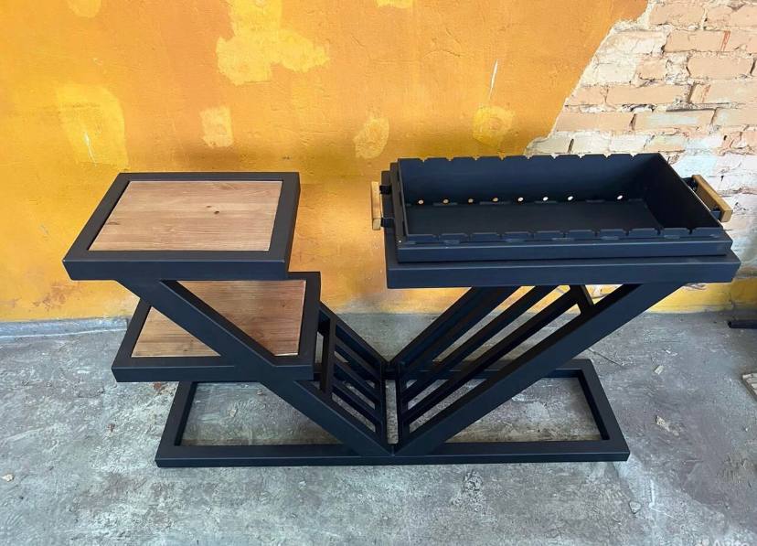 Мангал-стол на Z-опорах (черный металл)