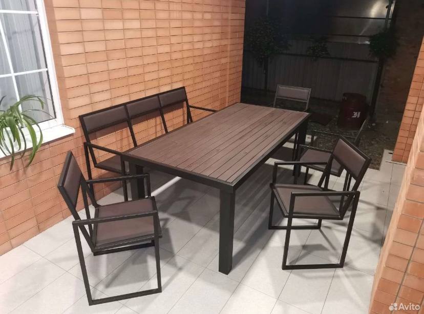 Обеденная группа на террасе (лавки и кресла)